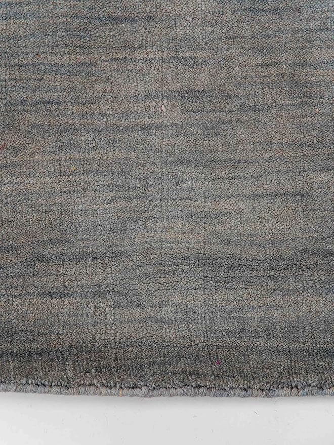 Hand Knotted Loom Wool ECO-Friendly Area Rugs - 6'x6', Round, Light Blue Color, Solid Plain Design, High Pile Handmade Anti Skid Area Rugs for Living Room, Bed Room (L00111)