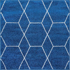 Unique Loom Trellis Frieze Collection Area Rug - Geometric (3' Square, Navy Blue/ Ivory)
