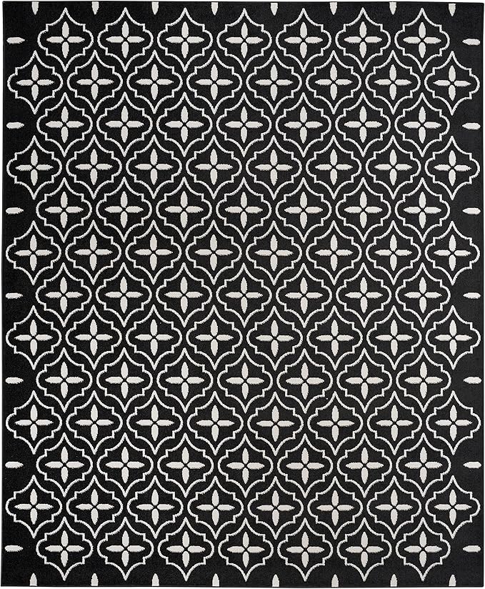 Nourison Home Nourison Essentials Black Ivory 6' x 9' Area Rug - Easy Clean, Non Shedding, Bed Room, Living Room, Dining Room, Kitchen (6' x 9')