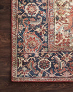 Loloi Layla Collection LAY-08 Red/Navy 7'-6" x 9'-6" .13" Thick Area Rug, Soft, Durable, Vintage Inspired, Distressed, Low Pile, Non-Shedding, Easy Clean, Printed, Living Room Rug