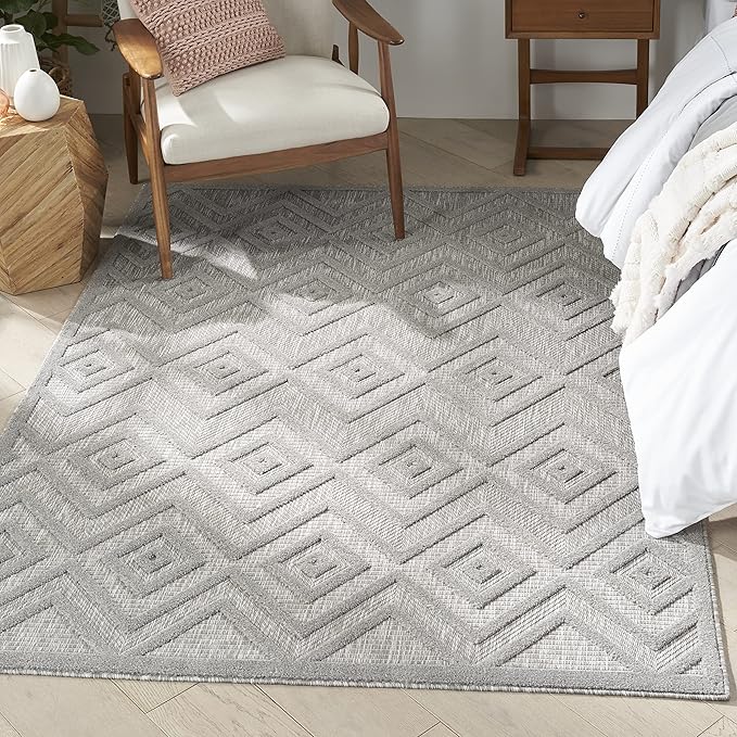 Nourison Home Versatile Silver Grey 4' x 6' Area Rug - Easy Clean, Non Shedding, Bed Room, Living Room, Dining Room, Kitchen (4' x 6')