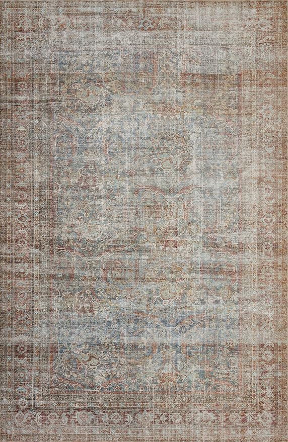 Loloi Chris Loves Julia Jules Collection JUL-05 Lagoon/Brick 9'-6" x 14', .13" Pile Height, Area Rug