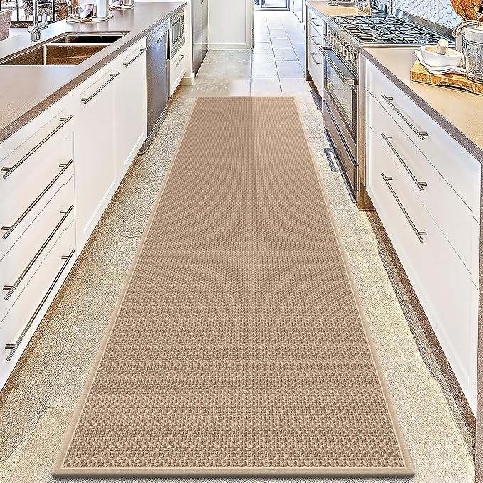 Rubber Runner Rug for Hallways Non Slip, Low Pile Long Laundry Room Mat Hall Jute Rug Runner Carpet Non Skid