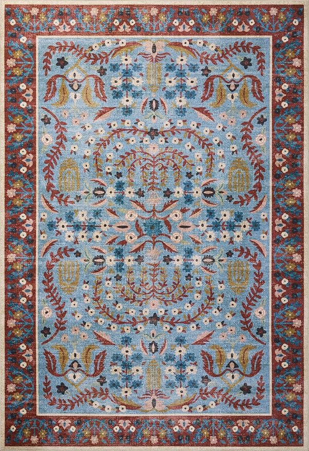 Loloi Rifle Paper Co. Canopy Collection CNP-03 Red/Blue 7'-6" x 9'-6" Area Rug