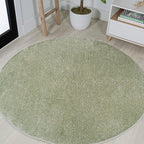 JONATHAN Y Haze Solid Low-Pile Green 4' Round Indoor Area Rug, Coastal,Bohemian,Minimalist,Classic, Easy-Cleaning for Living Room,Bedroom,Kitchen,Pet Friendly,Non-Shedding (SEU100O-4R)