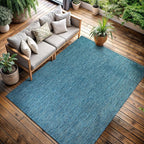 CAMILSON Outdoor Rug 5x7 Modern Area Rugs for Indoor and Outdoor Patios and Porches - Waterproof, Washable, Non-Shedding, Easy-to-Clean Outside Carpet (5 x 7, Solid - Aqua)