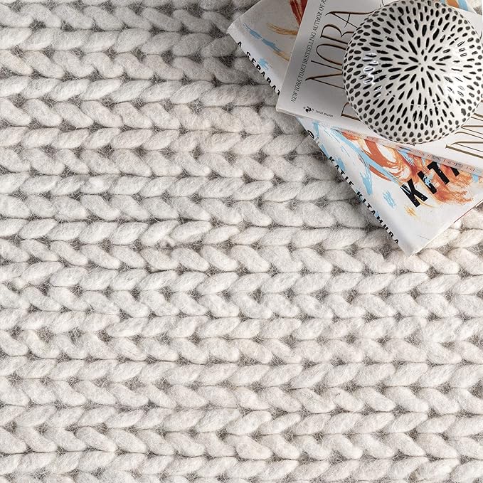 Nuloom Penelope Off-White/Ivory, 2'6" x 10', Hand-Braided, Wool & Cotton, Soft and Textured, High Traffic, Stain Resistant, Easy Clean, Durable Runner for Bedroom, Living Room, Dining, Entryway