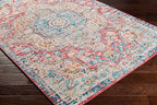 Livabliss Area Rugs - 8x10 Romaine Vintage Boho Rose Navy Sky Blue Area Rug for Living Room Bedroom - Floral Medallion Stain Resistant Carpet for Kitchen, Nursery, Office (7'10" x 10'3")