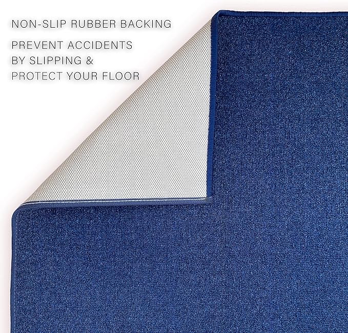 Custom Made Runner Rug Low Pile with Rubber Backing for Kitchen Foyer Hallway Entry Choose Your Length Size 26 Inch Wide Solid and Plain Dark Blue Color (43 feet x 26 inch)