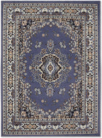 Home Dynamix Premium Sakarya Traditional Medallion Border Area Rug, Country Blue, 9'2"x12'5" Rectangle