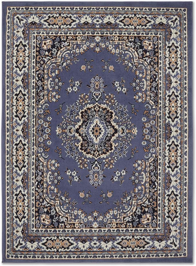 Home Dynamix Premium Sakarya Traditional Medallion Border Area Rug, Country Blue, 9'2"x12'5" Rectangle