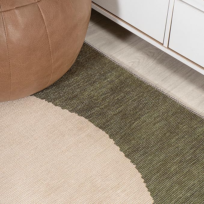 JONATHAN Y Machine Washable Green/Cream Indoor Area Rug 3X5 ft, Cirkel Minimalist Geometric Dot for Living Room, Bedroom, Kitchen, Office, Easy-Cleaning, Pet-Friendly, Non-Shedding WSH113B-3