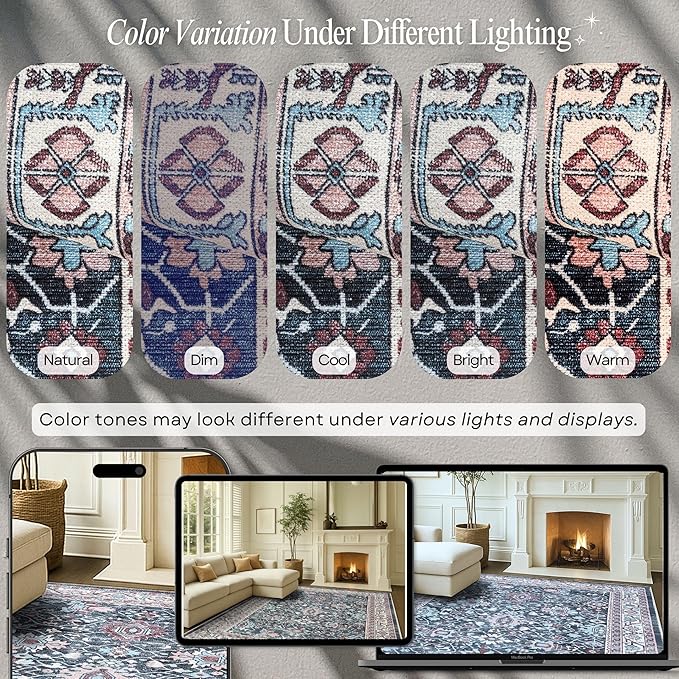 Fame Rugs Turkish Rug. Washable Vintage Oriental Antique Inspired Traditional Doormat Small Modern Area Rugs Luxury Entryway Entry Bedroom Bathroom Kitchen (409CN, 2'5 x 5')