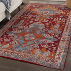 LUXE WEAVERS Moroccan Floral Red 9x12 Area Rug for Living Room