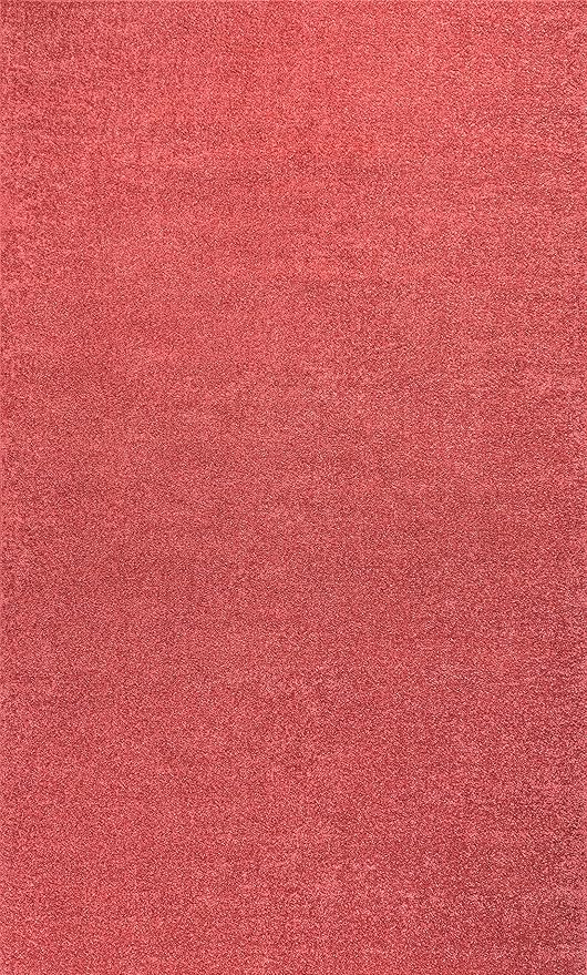 Eyely UES100E-6 Supersoft Haze Solid Low-Pile Indoor Area Rug, Coastal, Bohemian, Minimalist, Classic, Casual for Bedroom,Kitchen,Living Room,Non Shedding,Easy-Washing, Red, 6 X 9