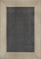 Nuloom Asha Dark Grey/Ivory, 8' x 10', Casual, Striped Border, Soft and Cozy, High Traffic, Stain Resistant, Easy Clean, Durable Area Rug for Indoor/Outdoor Patio, Deck, Porch, Garden, Courtyard