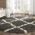 SAFAVIEH Dallas Shag Collection Area Rug - 8' Round, Dark Grey & Ivory, Trellis Design, Non-Shedding & Easy Care, 1.5-inch Thick Ideal for High Traffic Areas in Living Room, Bedroom (SGD257A)