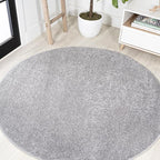 Eyely UES100A-4R Supersoft Haze Solid Low-Pile Indoor Area Rug, Coastal, Bohemian, Minimalist, Classic, Casual for Bedroom,Kitchen,Living Room,Non Shedding,Easy-Washing, Gray, 4' Round