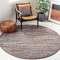 SAFAVIEH Rag Rug Collection Area Rug - 6' Round, Rust & Multi, Handmade Boho Stripe Cotton, Ideal for High Traffic Areas in Living Room, Bedroom (RAR121E)