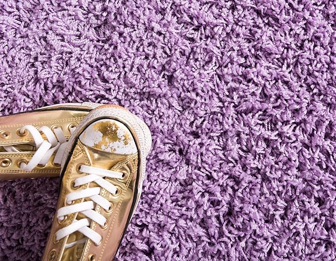 Unique Loom Solid Shag Collection Area Rug (2' x 6' 5" Runner, Lilac)