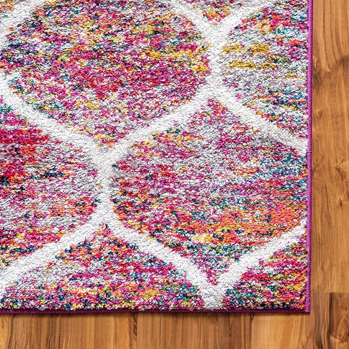 Rugs.com Lattice Frieze Collection Rug – 8' x 11' Multi Medium Rug Perfect for Living Rooms, Large Dining Rooms, Open Floorplans