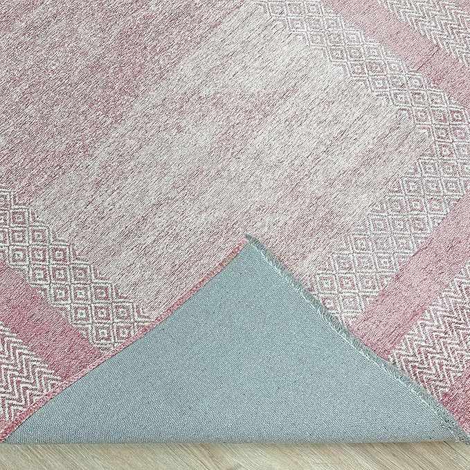 Alfa Rich 7x10 Mauve Lilac Washable Area Rugs for Living Room Bedroom Kitchen Cotton Rug