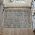 Grey Brown Entryway Rug 2x3 Vintage Area Carpet Indoor Kitchen Washable Door Mat Living Room Entrance Small Low Pile Traditional Distressed Retro Accent Throw Rug Non Slip Office Bathroom