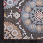 CAMILSON Indoor Outdoor Rug 10x14 Bohemian Medallion Floral Area Rugs for Indoor and Outdoor Patios Easy-Cleaning Non-Shedding Living Room Garden and Kitchen Washable Outside Carpet (10 x 14 / Brown)