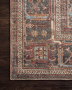 Loloi II Loren Collection LQ-13 Brick/Midnight 18" x 18", Sample Rug, Soft, Durable, Vintage, Distressed, Low Profile, Non-Shedding, Easy Clean, Living Room Rug