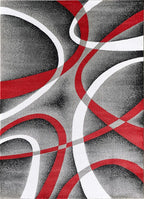 GLORY RUGS Modern Red Area Rug 4x6 Grey Swirls Carpet Bedroom Living Room Contemporary Dining Accent Sevilla Collection 4816A (Red)