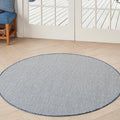 Nourison Home Courtyard Ivory Blue 5' x Round Area Rug - Easy Clean, Non Shedding, Bed Room, Living Room, Dining Room, Kitchen (5' x Round)