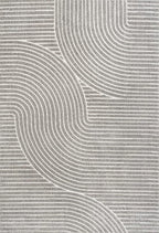 JONATHAN Y Hallie High-Low Curve Gray/Ivory Indoor/Outdoor Area Rug, 8x10, Minimalist, Pet Friendly, Non-Shedding, Stain Resistant, Hose-Washable for Backyard, Patio, Porch (SCN100A-8)