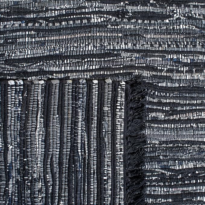 SAFAVIEH Rag Rug, Collection Area Rug - 10' x 14', Black, Handmade Boho Stripe Cotton, Ideal for High Traffic Areas in Living Room, Bedroom (RAR121Z)