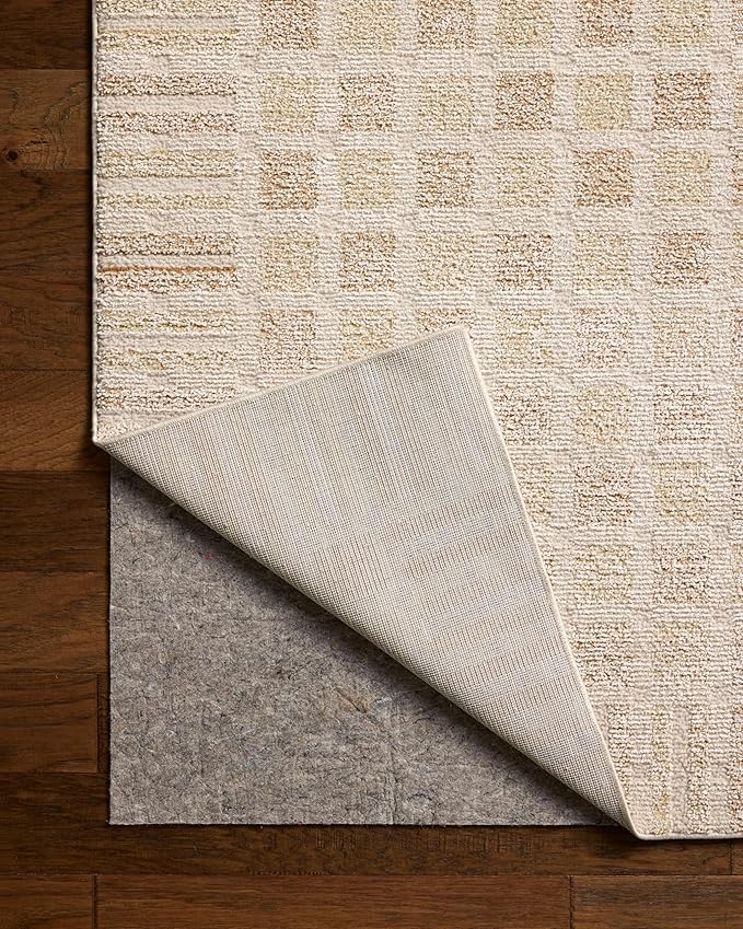 Loloi Chris Loves Julia Calvin Collection CLV-03 Bone/Natural 9'-6" x 12'-6" Area Rug Checkered Neutral Soft Living Room Bedroom Carpet
