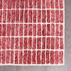 Hand-Tufted 100% Wool Area Rug – Unique Modern Geometric Grid Pattern, Soft Plush Textured Carpet for Living Room, Bedroom, Dining Room & Entryway (Brick Red, 5' x 7')