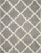 SAFAVIEH Area Rug 8x10 - Dallas Shag Collection - Large - Grey & Ivory, Trellis Pattern, Non-Shedding & Easy Cleaning, Plush Thick Pile, Ideal for Living Room, Bedroom, Dining Space (SGD257G)