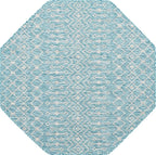 Unique Loom Outdoor Trellis Collection Area Rug - Tribal Trellis (5' 3" Octagon, Aqua/ Ivory)