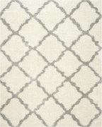 SAFAVIEH Dallas Shag Collection Area Rug - 5'1" x 7'6", Ivory & Grey, Trellis Design, Non-Shedding & Easy Care, 1.5-inch Thick Ideal for High Traffic Areas in Living Room, Bedroom (SGD257F)