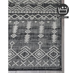 FH Home Flat Woven Outdoor Rug - Waterproof, Easy to Clean, Stain Resistant - Premium Polypropylene Yarn - Boho Moroccan - Patio, Porch, Deck, Balcony - Dakar - Charcoal - 5ft 2in x 7ft 6in