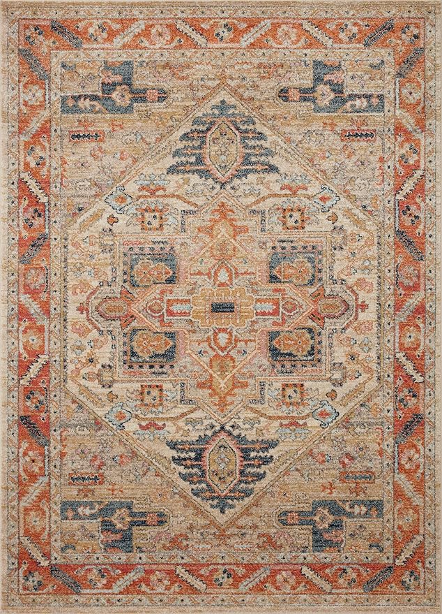 Loloi Jocelyn Collection JOC-01 Sand/Multi 5'-5" x 7'-6" .38" Thick Area Rug