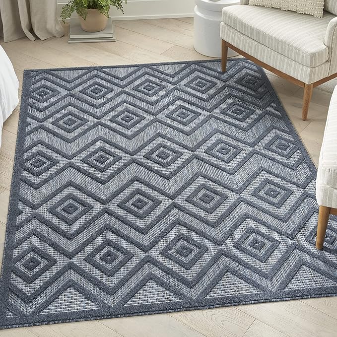 Nourison Home Versatile Navy Blue 5' x 7' Area Rug - Easy Clean, Non Shedding, Bed Room, Living Room, Dining Room, Kitchen (5' x 7')