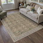 4x6 Brown Area Rug Washable Vintage Distressed Office Carpet Low Pile Entryway Non Slip Indoor Soft Retro Entrance Throw Accent Rug for Kitchen Bathroom Bedroom Dining Living Room