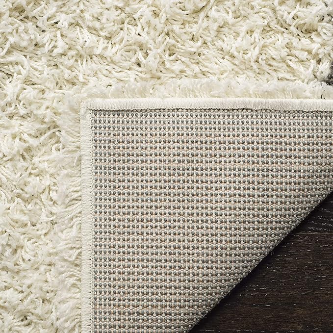 SAFAVIEH Dallas Shag Collection Accent Rug - 3' x 5', Ivory & Dark Grey, Trellis Design, Non-Shedding & Easy Care, 1.5-inch Thick Ideal for High Traffic Areas in Foyer, Living Room, Bedroom (SGD257H)