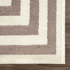 Abani Contemporary Beige & Ivory 7'9" x 10'2" Area Rug, Contrasting Geometric Modern Stripe Symmetrical Living Room Carpet Rugs