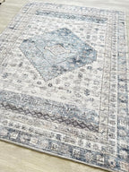 Fame Living Faded Oushak Rug, Turkish Vintage Floral Pastel Large Oversized Area Rugs for Living Room Dining Bedroom Kitchen Bathroom Nursery (848CrNv, 2' x 3')