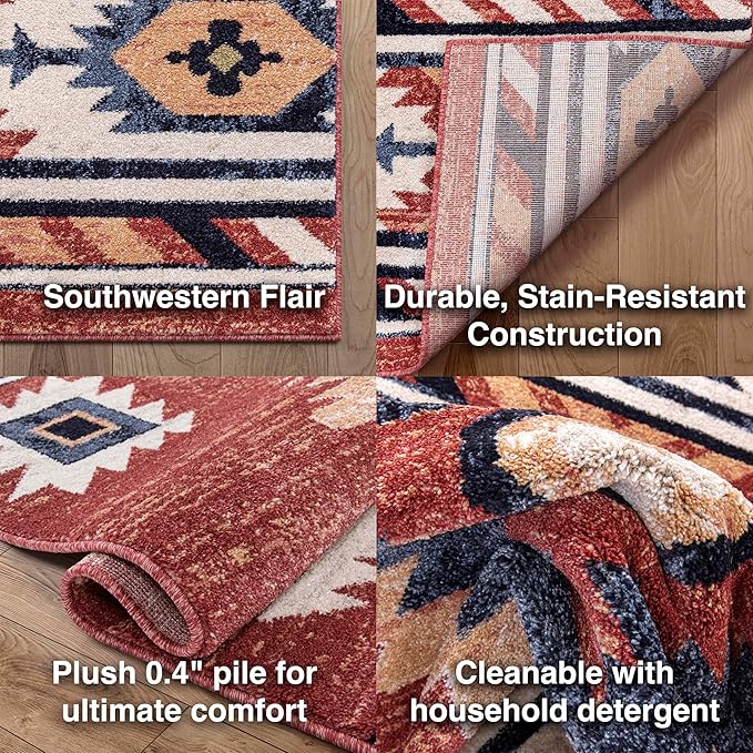 Well Woven Tulsa Lea Crimson Traditional Southwestern Tribal (2'7" x 9'10") Runner Rug
