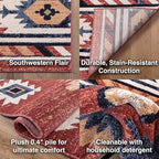 Well Woven Tulsa Lea Crimson Traditional Southwestern Tribal 2x7 (2'3" x 7'3") Runner Rug
