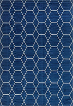 Unique Loom Trellis Frieze Collection Area Rug - Geometric (10' x 14' 1" Rectangle Navy Blue/Ivory)