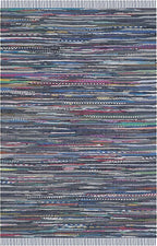 SAFAVIEH Rag Rug Collection Accent Rug - 4' x 6', Purple & Multi, Handmade Boho Stripe Cotton, Ideal for High Traffic Areas in Entryway, Living Room, Bedroom (RAR121D)