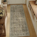 Light Brown 2x6 Vintage Area Rug Hallway Indoor Kitchen Washable Living Room Carpet Tribal Distressed Rug Retro Accent Throw Rug for Office Dining Room Bathroom Faux Wool